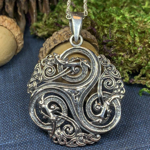 Dragon Necklace, Celtic Jewelry, Irish Jewelry, Celtic Spiral Necklace, Wiccan Jewelry, Celtic Dragon Pendant, Pagan Jewelry, Gothic Jewerly