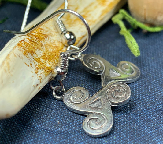 Triple Spiral Earrings, Celtic Jewelry, Ireland Jewelry, Irish Jewelry, Triskele Jewelry, Mom Gift, Girlfriend Gift, Ireland Gift, Newgrange