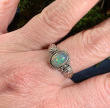 Load image into Gallery viewer, Highland Dawn Ring, Celtic Jewelry, Opal Ring, Gemstone Jewelry, Scotland Ring, Wiccan Jewelry, Anniversary Gift, Moonstone Jewelry