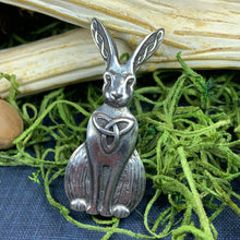 Load image into Gallery viewer, Rabbit Pin, Nature Jewelry, Trinity Knot Brooch, Mom Gift, Hare Brooch, Bunny Pin, Animal Jewelry, Celtic Brooch, Wiccan Jewelry, Wife Gift