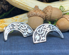 Load image into Gallery viewer, Celtic Dragon Earrings, Irish Jewelry, Scotland Jewelry, Celtic Knot Jewelry, Viking Post Earrings, Anniversary Gift, Wiccan Jewelry