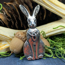 Load image into Gallery viewer, Rabbit Pin, Nature Jewelry, Trinity Knot Brooch, Mom Gift, Hare Brooch, Bunny Pin, Animal Jewelry, Celtic Brooch, Wiccan Jewelry, Wife Gift