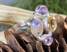 Load image into Gallery viewer, Highland Summer Ring, Celtic Jewelry, Opal Ring, Gemstone Jewelry, Scotland Ring, Wiccan Jewelry, Anniversary Gift, Moonstone Ring, Mom Gift