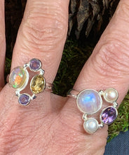 Load image into Gallery viewer, Highland Summer Ring, Celtic Jewelry, Opal Ring, Gemstone Jewelry, Scotland Ring, Wiccan Jewelry, Anniversary Gift, Moonstone Ring, Mom Gift