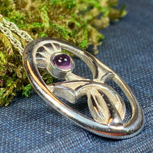 Load image into Gallery viewer, Thistle Necklace, Amethyst Necklace, Scotland Jewelry, Outlander Jewelry, Wife Gift, Friendship Gift, Nature Jewelry, Anniversary Gift