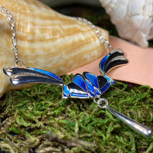 Load image into Gallery viewer, Mackintosh Blue Necklace, Scotland Jewelry, Celtic Jewelry, Art Nouveau Jewelry, Art Deco Pendant, Anniversary Gift, Scottish Necklace