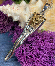 Load image into Gallery viewer, Double Goddess Necklace, Triquetra Pendant, Goddess Jewelry, Celtic Jewelry, Anniversary Gift, Wiccan Jewelry, Pagan Jewelry, Irish Gift