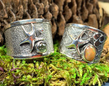 Load image into Gallery viewer, Starfish Ring, Celtic Jewelry, Nautical Ring, Beach Lover Jewelry, Opal Jewelry, Anniversary Gift, Sister Gift, Mom Gift, Sea Star Ring