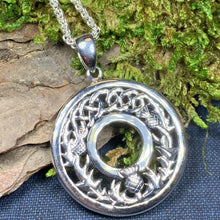 Load image into Gallery viewer, Thistle Necklace, Silver Celtic Jewelry, Scottish Jewelry, Scotland Pendant, Celtic Knot Jewelry, Thistle Jewelry, Anniversary Gift