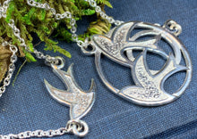 Load image into Gallery viewer, Peace Doves Necklace, Scotland Jewelry, Dove of Peace Jewelry, Long Sterling Silver Necklace, Confirmation Gift, Religious Jewelry, Mom Gift