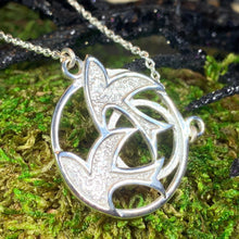 Load image into Gallery viewer, Peace Doves Necklace, Scotland Jewelry, Dove of Peace Jewelry, Long Sterling Silver Necklace, Confirmation Gift, Religious Jewelry, Mom Gift