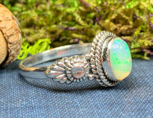 Load image into Gallery viewer, Highland Dawn Ring, Celtic Jewelry, Opal Ring, Gemstone Jewelry, Scotland Ring, Wiccan Jewelry, Anniversary Gift, Moonstone Jewelry