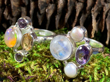 Load image into Gallery viewer, Highland Summer Ring, Celtic Jewelry, Opal Ring, Gemstone Jewelry, Scotland Ring, Wiccan Jewelry, Anniversary Gift, Moonstone Ring, Mom Gift