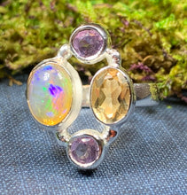 Load image into Gallery viewer, Highland Summer Ring, Celtic Jewelry, Opal Ring, Gemstone Jewelry, Scotland Ring, Wiccan Jewelry, Anniversary Gift, Moonstone Ring, Mom Gift