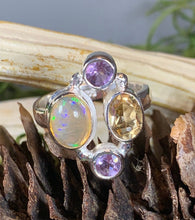 Load image into Gallery viewer, Highland Summer Ring, Celtic Jewelry, Opal Ring, Gemstone Jewelry, Scotland Ring, Wiccan Jewelry, Anniversary Gift, Moonstone Ring, Mom Gift