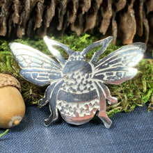Load image into Gallery viewer, Bee Booch, Nature Jewelry, Celtic Jewelry, Anniversary Gift, Outlander Jewelry, Insect Jewelry, Honey Bee Jewelry, Bumble Bee Pewter Pin