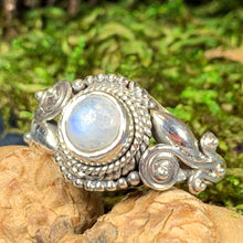 Load image into Gallery viewer, Celtic Vines Ring, Celtic Jewelry, Irish Jewelry, Celtic Knot Jewelry, Wiccan Ring, Moonstone Ring, Anniversary Gift, Labradorite Ring