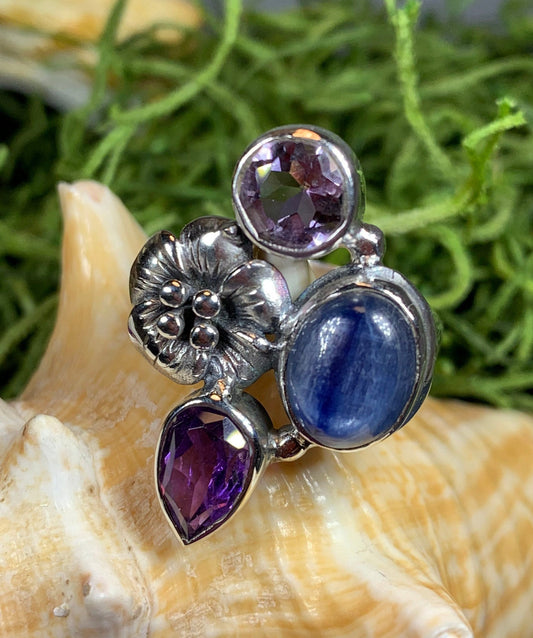 Summer Flower Ring, Celtic Jewelry, Nature Ring, Amethyst Jewelry, Girlfriend Gift, Anniversary Gift, Friendship Gift, Mom Gift, Sister Gift