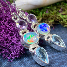 Load image into Gallery viewer, Celtic Twilight Earrings, Celtic Jewelry, Opal Jewelry, Amethyst Jewelry, Mom Gift, Wiccan Jewelry, Wife Gift, Anniversary Gift, Sister Gift