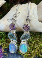 Load image into Gallery viewer, Celtic Twilight Earrings, Celtic Jewelry, Opal Jewelry, Amethyst Jewelry, Mom Gift, Wiccan Jewelry, Wife Gift, Anniversary Gift, Sister Gift