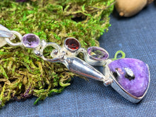 Load image into Gallery viewer, Goddess Necklace, Celtic Jewelry, Charoite Jewelry, Yoga Jewelry, Danu Jewelry, Inspirational Jewelry, Irish Jewelry, Anniversary Gift