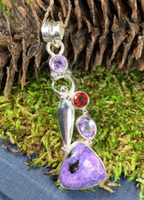 Load image into Gallery viewer, Goddess Necklace, Celtic Jewelry, Charoite Jewelry, Yoga Jewelry, Danu Jewelry, Inspirational Jewelry, Irish Jewelry, Anniversary Gift