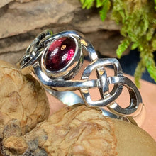 Load image into Gallery viewer, Celtic Knot Ring, Garnet Jewelry, Scotland Ring, Irish Jewelry, Celtic Jewelry, Anniversary Gift, Wiccan Jewelry, Wife Gift, Mom Gift