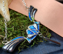 Load image into Gallery viewer, Mackintosh Blue Necklace, Scotland Jewelry, Celtic Jewelry, Art Nouveau Jewelry, Art Deco Pendant, Anniversary Gift, Scottish Necklace