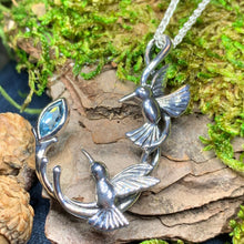 Load image into Gallery viewer, Hummingbird Necklace, Silver Celtic Jewelry, Bird Jewelry, Birds Pendant, Nature Jewelry, Tree Jewelry, Anniversary Gift, Graduation Gift