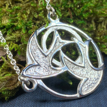 Load image into Gallery viewer, Peace Doves Necklace, Scotland Jewelry, Dove of Peace Jewelry, Long Sterling Silver Necklace, Confirmation Gift, Religious Jewelry, Mom Gift