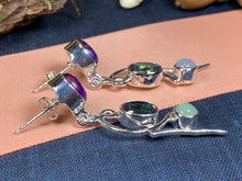 Load image into Gallery viewer, Celtic Mystic Topaz Earrings, Celtic Jewelry, Rainbow Topaz Jewelry, Boho Earrings, Anniversary Gift, Dangle Earrings, Celestial Jewelry