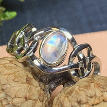 Load image into Gallery viewer, Celtic Knot Ring, Moonstone Jewelry, Moonstone Ring, Irish Jewelry, Celtic Jewelry, Anniversary Gift, Wiccan Jewelry, Wife Gift, Mom Gift
