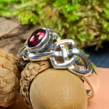 Load image into Gallery viewer, Celtic Knot Ring, Garnet Jewelry, Scotland Ring, Irish Jewelry, Celtic Jewelry, Anniversary Gift, Wiccan Jewelry, Wife Gift, Mom Gift
