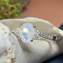 Load image into Gallery viewer, Moonstone Ring, Promise Ring, Boho Statement Ring, Engagement Ring, Anniversary Gift, Wiccan Jewelry, Boho Ring, Mom Gift, Wife Gift