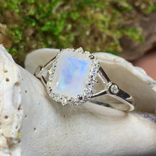 Load image into Gallery viewer, Moonstone Ring, Promise Ring, Engagement Ring, Celtic Jewelry, Anniversary Gift, Wiccan Jewelry, Boho Statement Ring, Cocktail Ring
