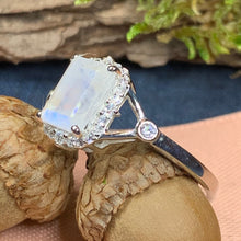 Load image into Gallery viewer, Moonstone Ring, Promise Ring, Engagement Ring, Celtic Jewelry, Anniversary Gift, Wiccan Jewelry, Boho Statement Ring, Cocktail Ring