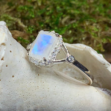 Load image into Gallery viewer, Moonstone Ring, Promise Ring, Engagement Ring, Celtic Jewelry, Anniversary Gift, Wiccan Jewelry, Boho Statement Ring, Cocktail Ring