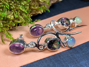 Celtic Mystic Topaz Earrings, Celtic Jewelry, Rainbow Topaz Jewelry, Boho Earrings, Anniversary Gift, Dangle Earrings, Celestial Jewelry