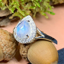Load image into Gallery viewer, Moonstone Ring, Promise Ring, Engagement Ring, Anniversary Gift, Wiccan Jewelry, Cocktail Ring, Mom Gift, Wife Gift, Boho Statement Ring