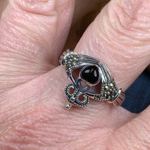 Load image into Gallery viewer, Claddagh Ring, Celtic Jewelry, Irish Jewelry, Celtic Knot Jewelry, Onyx Irish Ring, Irish Dance Gift, Anniversary Gift, Luckenbooth Ring