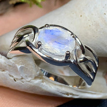 Load image into Gallery viewer, Moonstone Ring, Celtic Ring, Boho Statement Ring, Promise Ring, Engagement Ring, Anniversary Gift, Wiccan Jewelry, Mom Gift, Wife Gift