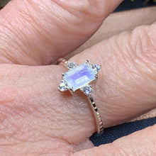 Load image into Gallery viewer, Moonstone Ring, Promise Ring, Boho Statement Ring, Engagement Ring, Anniversary Gift, Wiccan Jewelry, Cocktail Ring, Mom Gift, Wife Gift