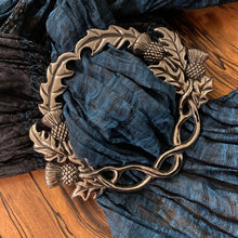 Load image into Gallery viewer, Thistle Scarf Ring, Scotland Jewelry, Celtic Jewelry, Nature Jewelry, Outlander Gift, Mom Gift, Wife Gift, Sister Gift, Friendship Gift