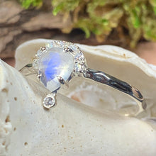 Load image into Gallery viewer, Moonstone Ring, Boho Statement Ring, Silver Promise Ring, Engagement Ring, Anniversary Gift, Wiccan Jewelry, Boho Ring, Mom Gift, Wife Gift