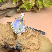 Load image into Gallery viewer, Moonstone Ring, Boho Statement Ring, Silver Promise Ring, Engagement Ring, Anniversary Gift, Wiccan Jewelry, Boho Ring, Mom Gift, Wife Gift