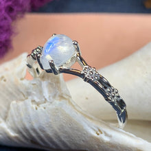 Load image into Gallery viewer, Moonstone Ring, Boho Statement Ring, Silver Promise Ring, Engagement Ring, Anniversary Gift, Wiccan Jewelry, Boho Ring, Mom Gift, Wife Gift