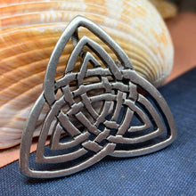 Load image into Gallery viewer, Trinity Knot Brooch, Celtic Knot Pin, Irish Jewelry, Scotland Jewelry, Wiccan Jewelry, Pagan Jewelry, Ireland Gift, Scotland Jewelry