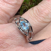 Load image into Gallery viewer, Celtic Knot Ring, Celtic Ring, Promise Ring, Blue Topaz Ring, Irish Ring, Silver Boho Ring, Anniversary Gift, Bridal Ring, Wiccan Ring