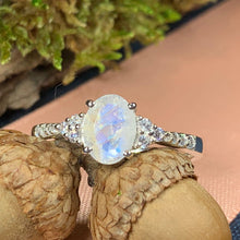 Load image into Gallery viewer, Moonstone Ring, Promise Ring, Boho Statement Ring, Engagement Ring, Anniversary Gift, Wiccan Jewelry, Boho Ring, Mom Gift, Wife Gift