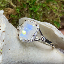 Load image into Gallery viewer, Moonstone Ring, Promise Ring, Engagement Ring, Celtic Jewelry, Anniversary Gift, Wiccan Jewelry, Boho Statement Ring, Cocktail Ring